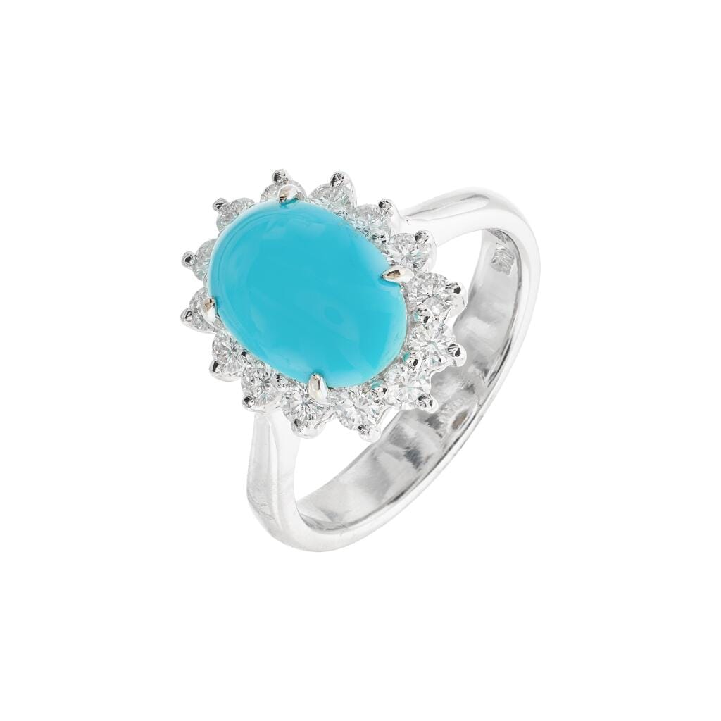 White Gold, Turquoise and Diamond Ring