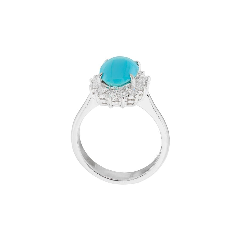 White Gold, Turquoise and Diamond Ring