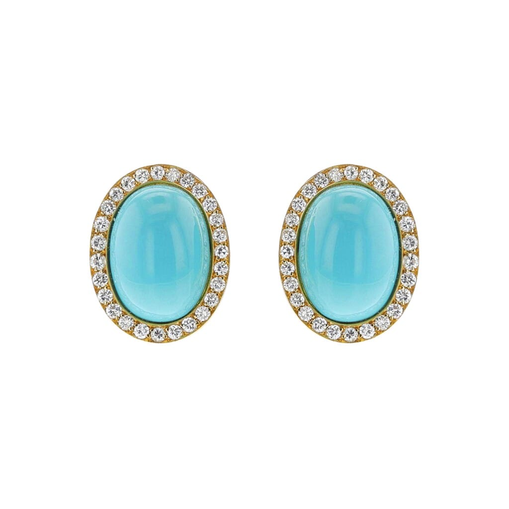 Gold, White Gold, Turquoise and Diamond Earclips