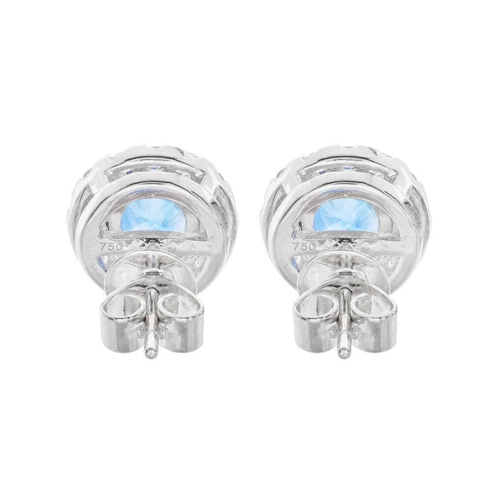 White Gold, 2.36ctw Madagascar Sapphire and Diamond Stud Earrings