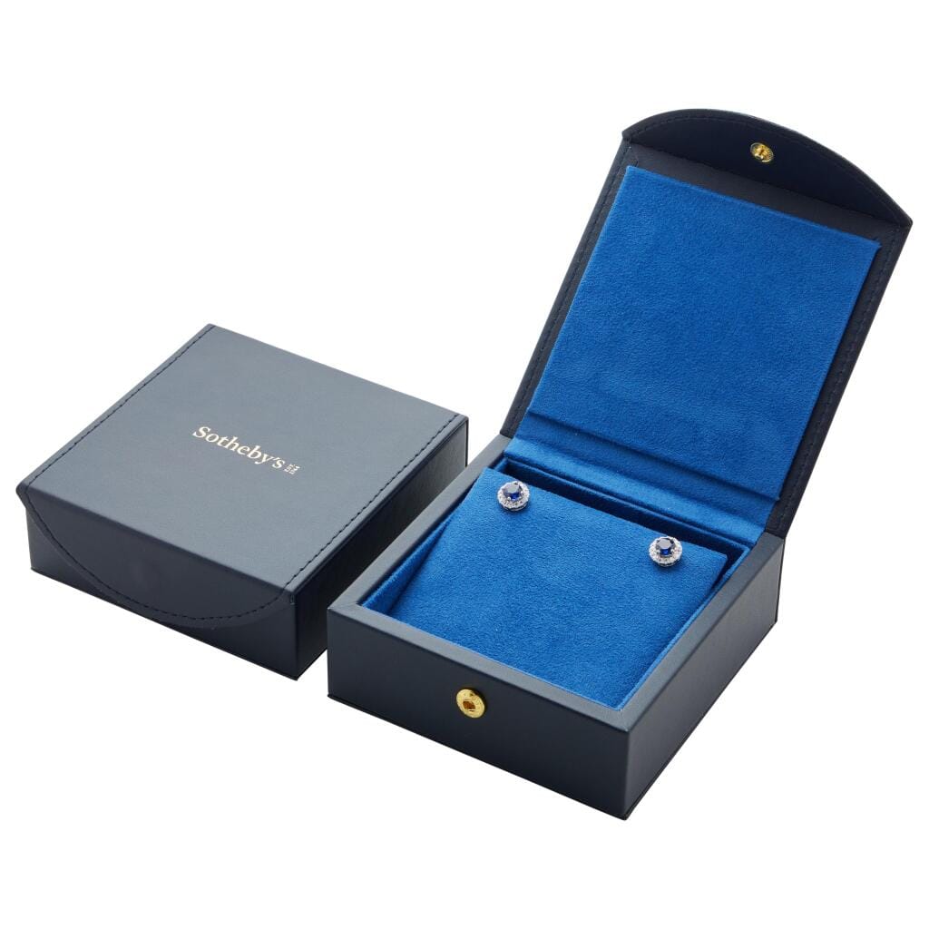 White Gold, 2.36ctw Madagascar Sapphire and Diamond Stud Earrings