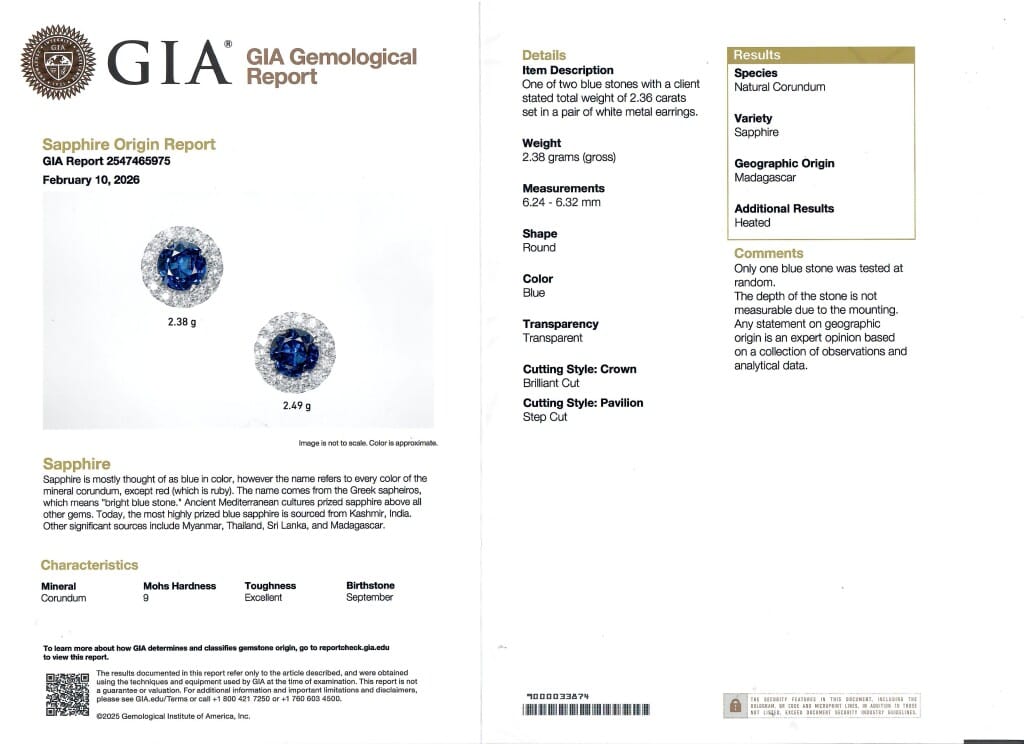 White Gold, 2.36ctw Madagascar Sapphire and Diamond Stud Earrings