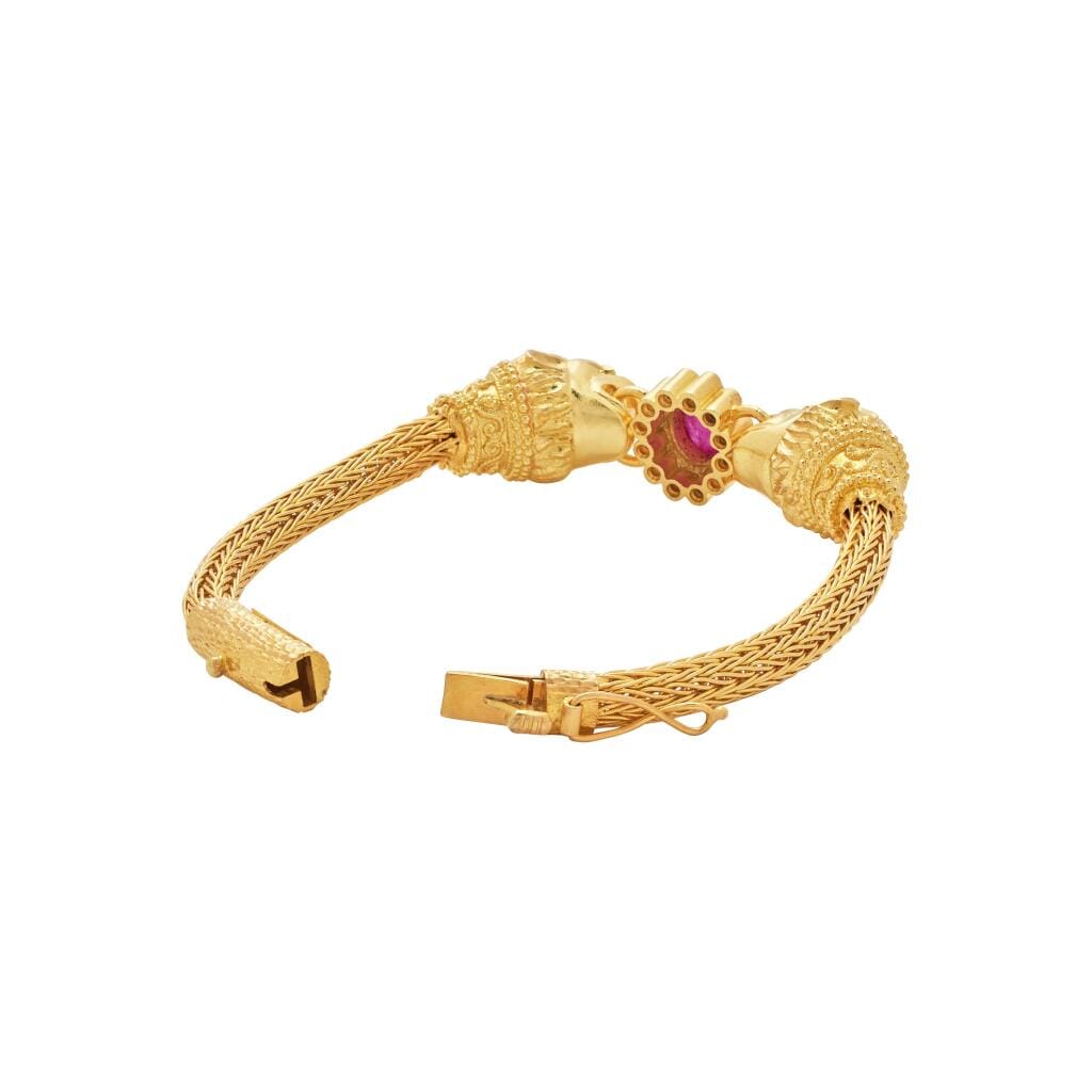 Gold, Ruby and Diamond Double Lion Head Bracelet