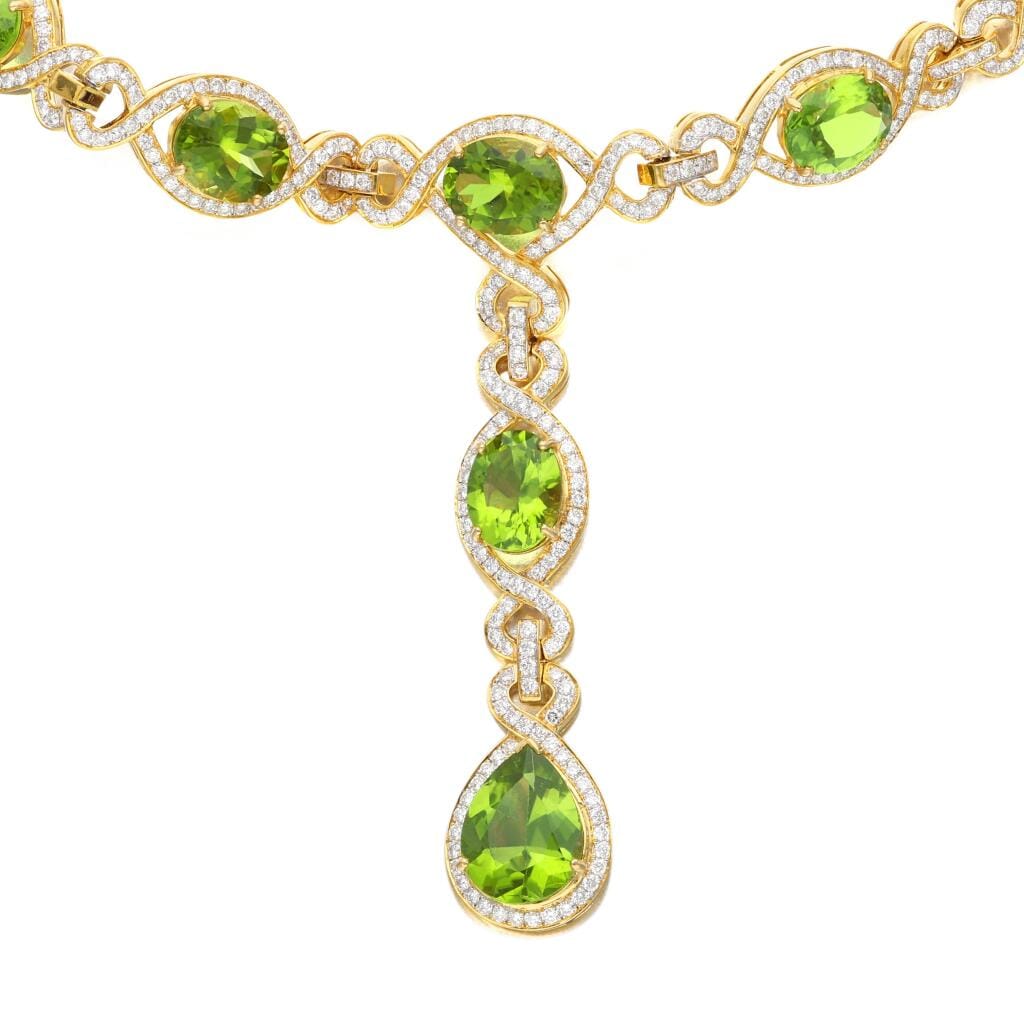 Gold, Peridot and Diamond Necklace