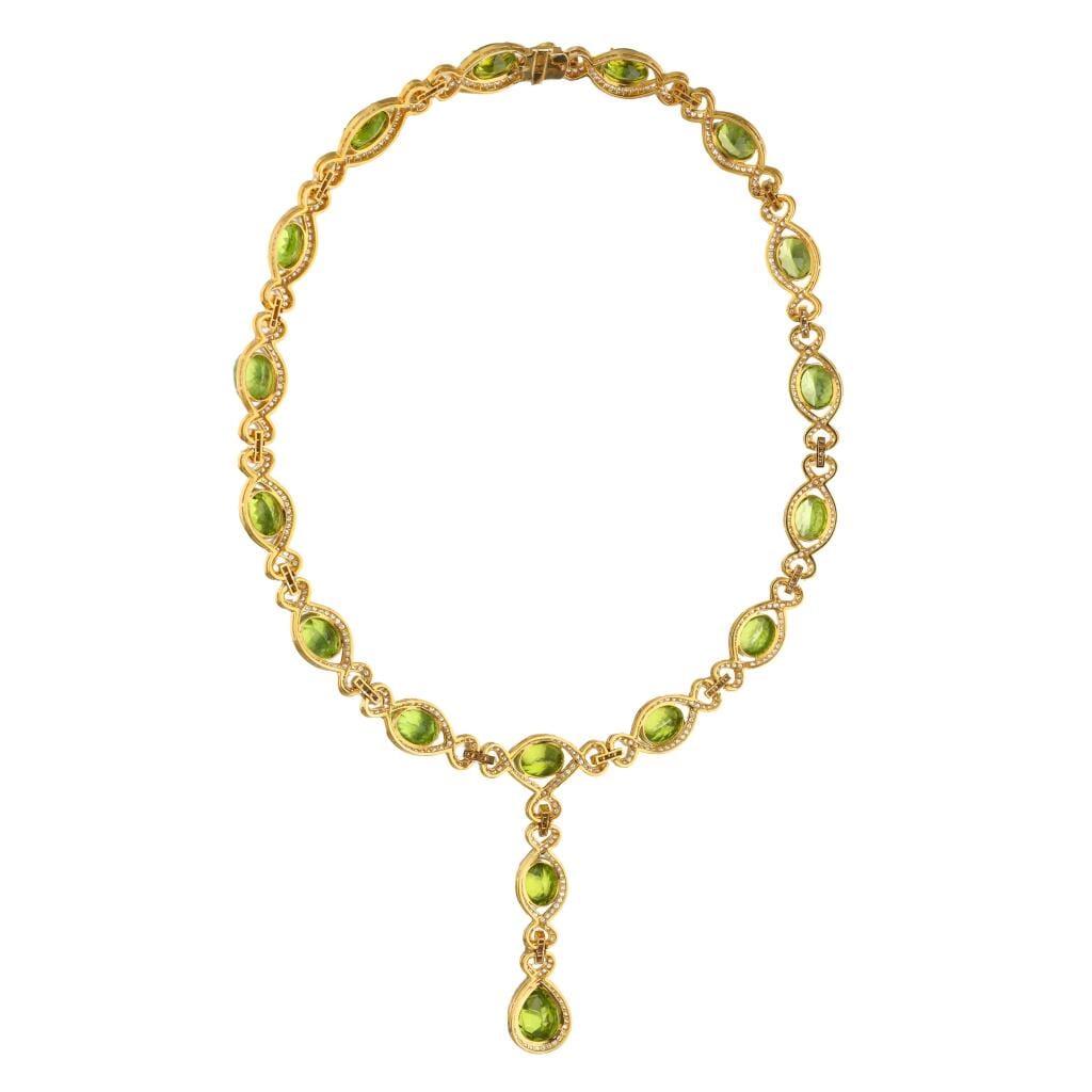 Gold, Peridot and Diamond Necklace