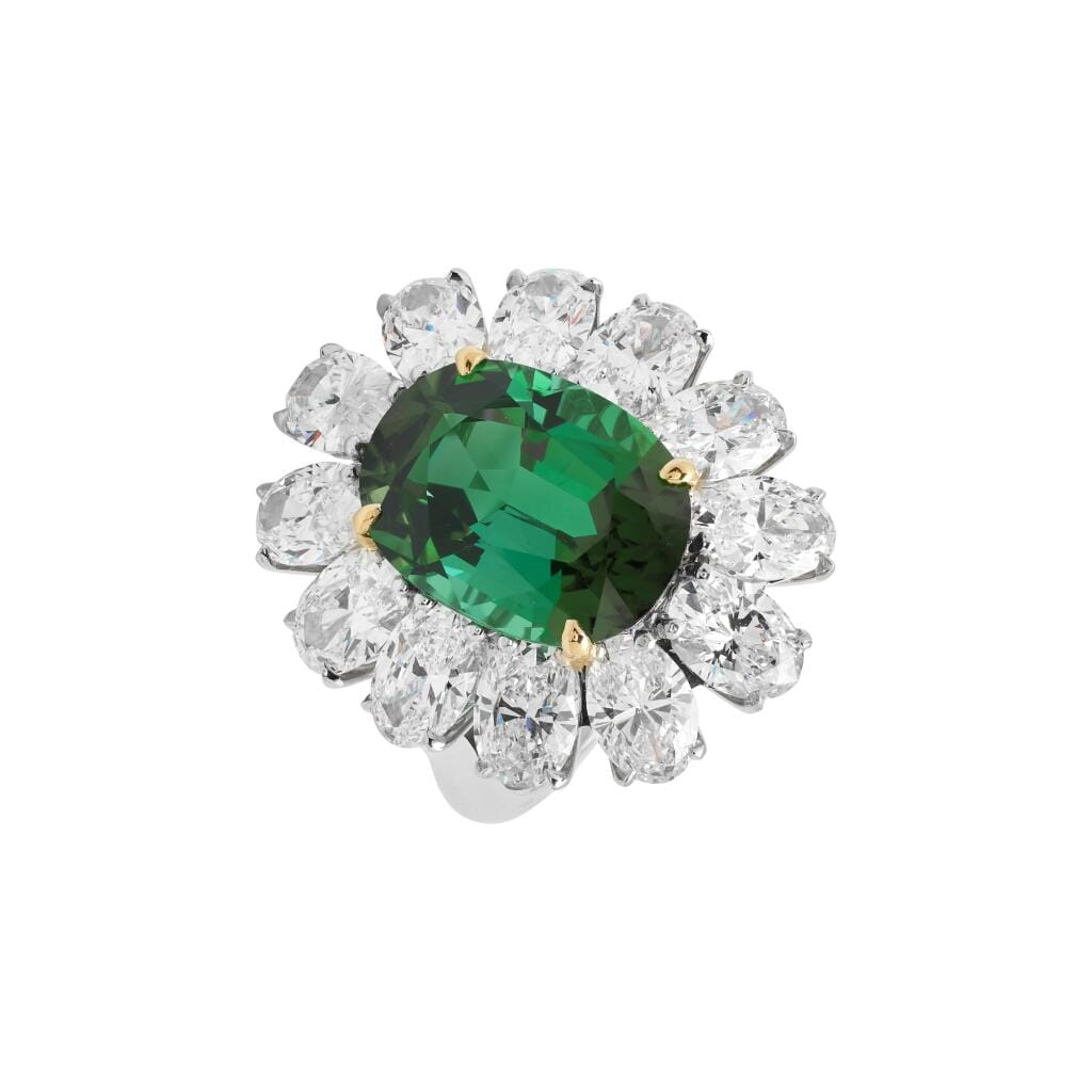Platinum, 6.45ct Tourmaline and Diamond Ring