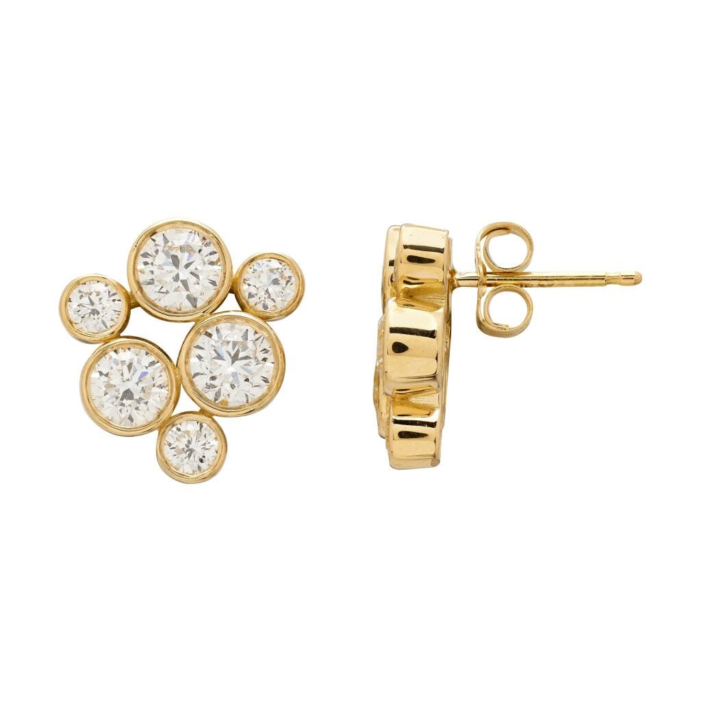 Gold and Diamond Stud Earrings
