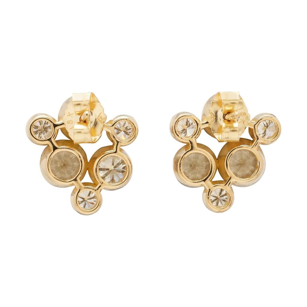 Gold and Diamond Stud Earrings
