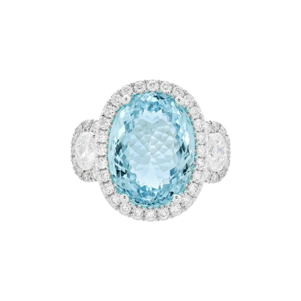 White Gold, 11.05ct Aquamarine and Diamond Ring