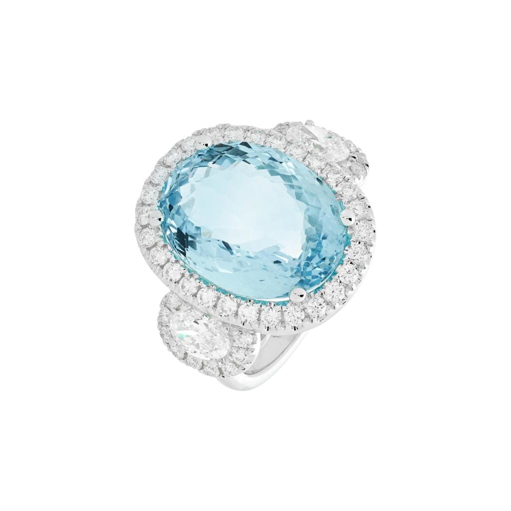 White Gold, 11.05ct Aquamarine and Diamond Ring