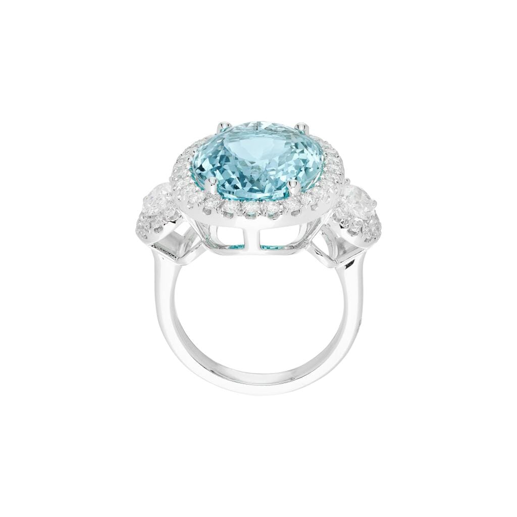 White Gold, 11.05ct Aquamarine and Diamond Ring