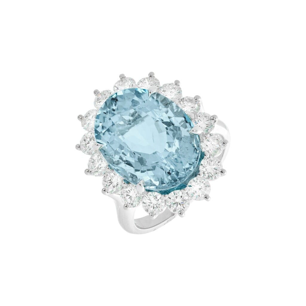 White Gold, 9.95ct Aquamarine and Diamond Ring