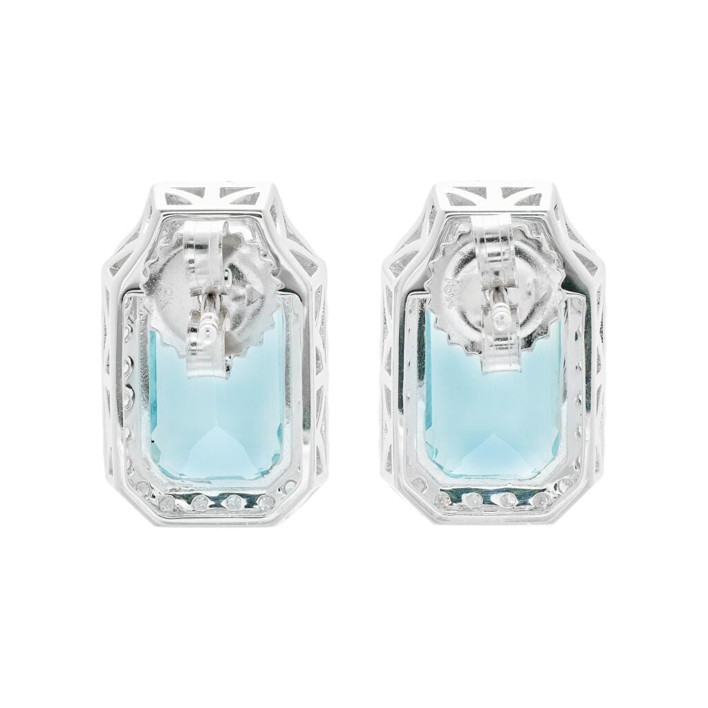 White Gold, 8.65ctw Aquamarine and Diamond Stud Earrings