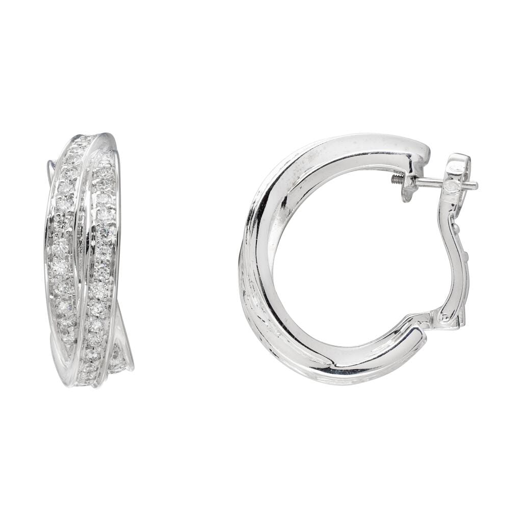 White Gold and Diamond Trinity Earclips