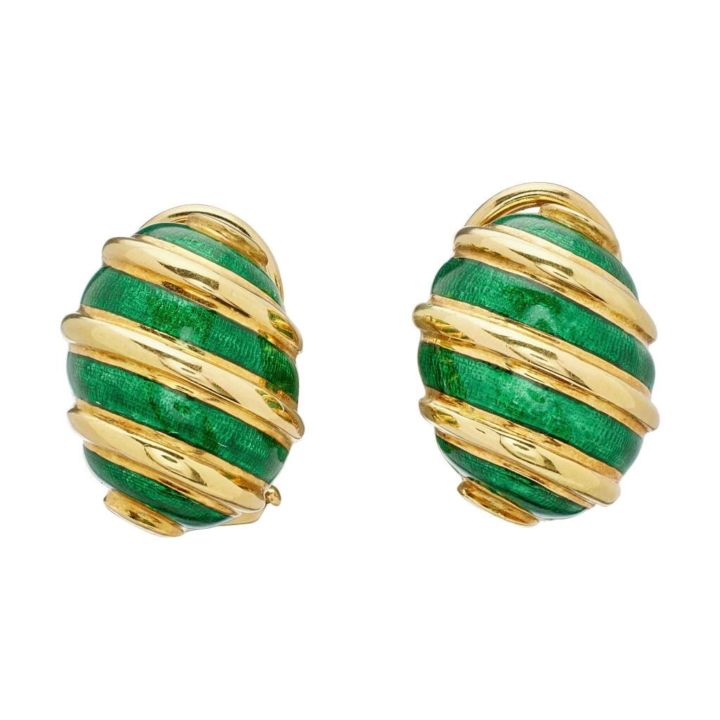 Gold and Enamel Earclips