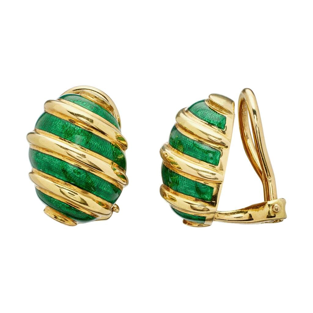 Gold and Enamel Earclips