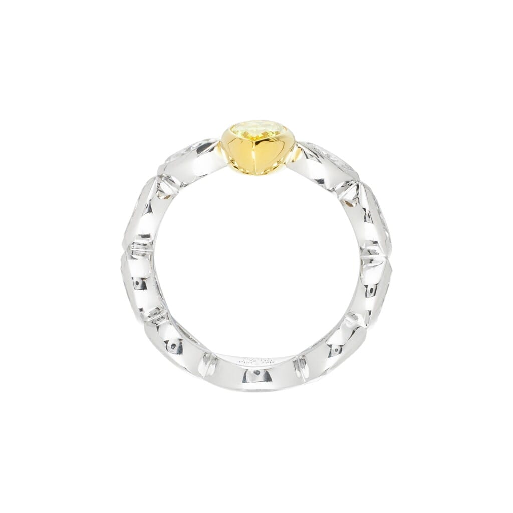 Platinum, Gold, 0.71ct Pear Shape Fancy Vivid Yellow Diamond and Diamond Ring