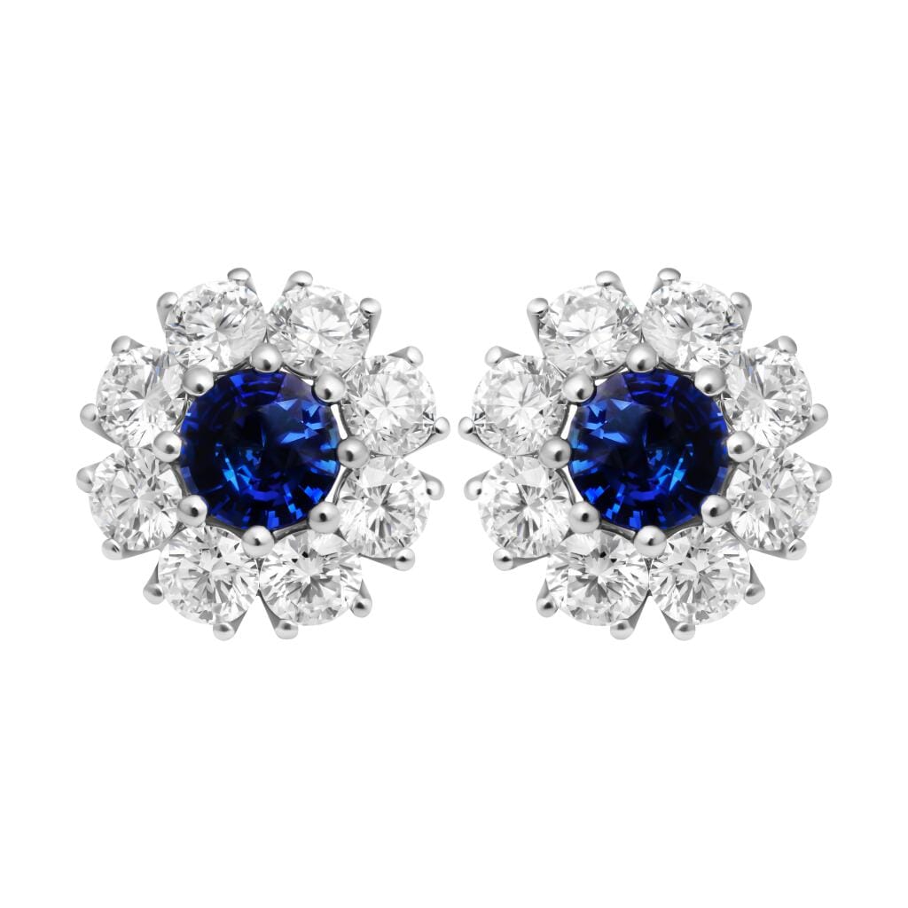 Platinum, 1.05ctw Sapphire and Diamond Stud Earrings