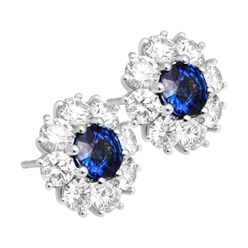 Platinum, 1.05ctw Sapphire and Diamond Stud Earrings