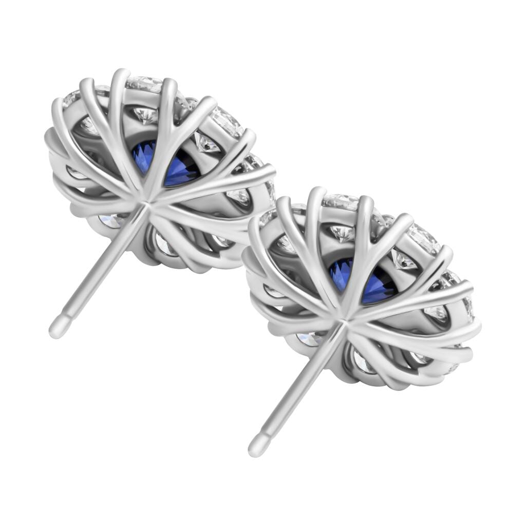 Platinum, 1.05ctw Sapphire and Diamond Stud Earrings