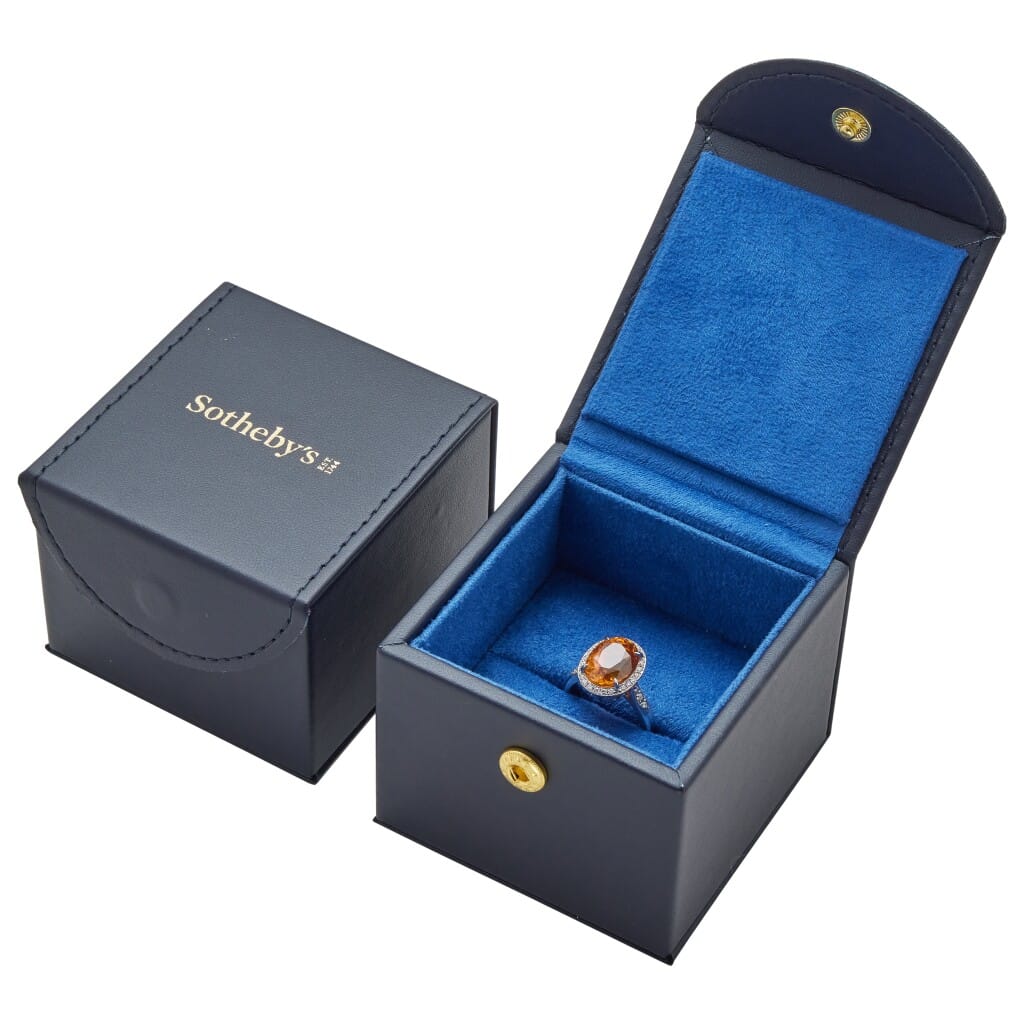 White Gold, 8.54ct Ceylon Orange-Yellow Sapphire and Diamond Ring