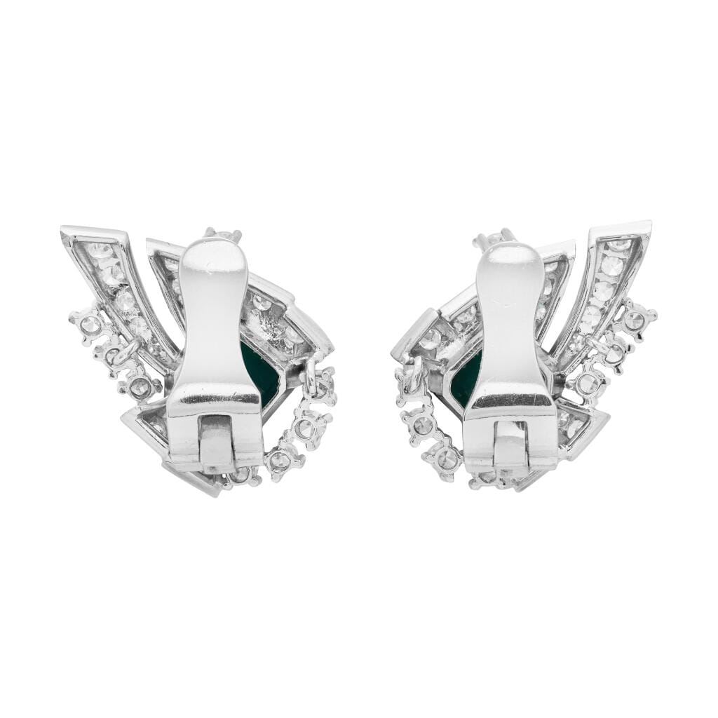 Vintage Platinum, Tourmaline and Diamond Earclips