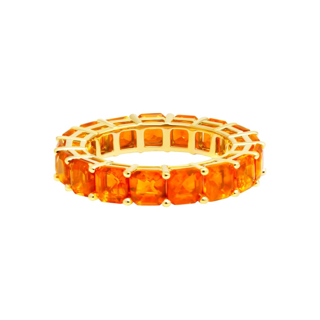 Gold and 3.75ctw Fire Opal Eternity Band Ring