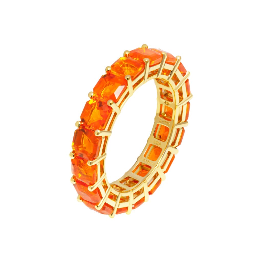 Gold and 3.75ctw Fire Opal Eternity Band Ring
