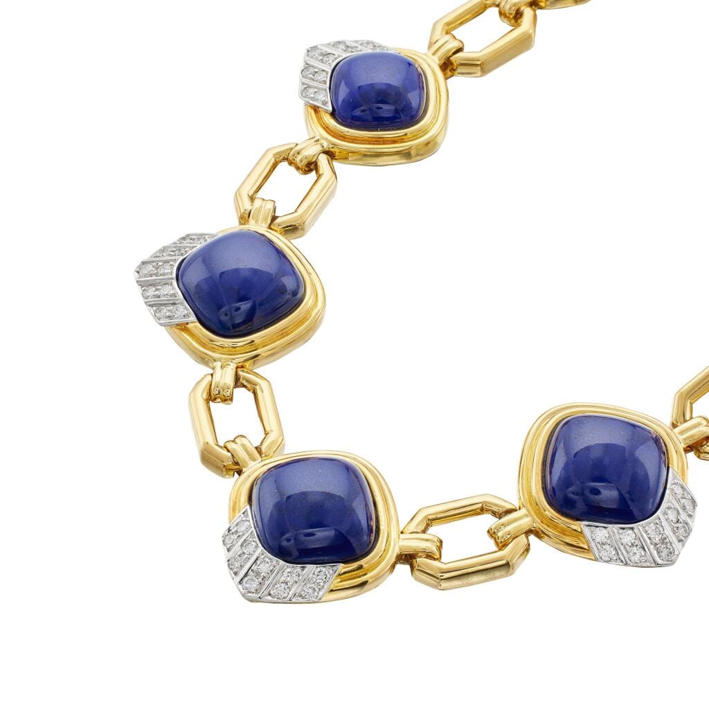 Gold, White Gold, Lapis Lazuli and Diamond Necklace