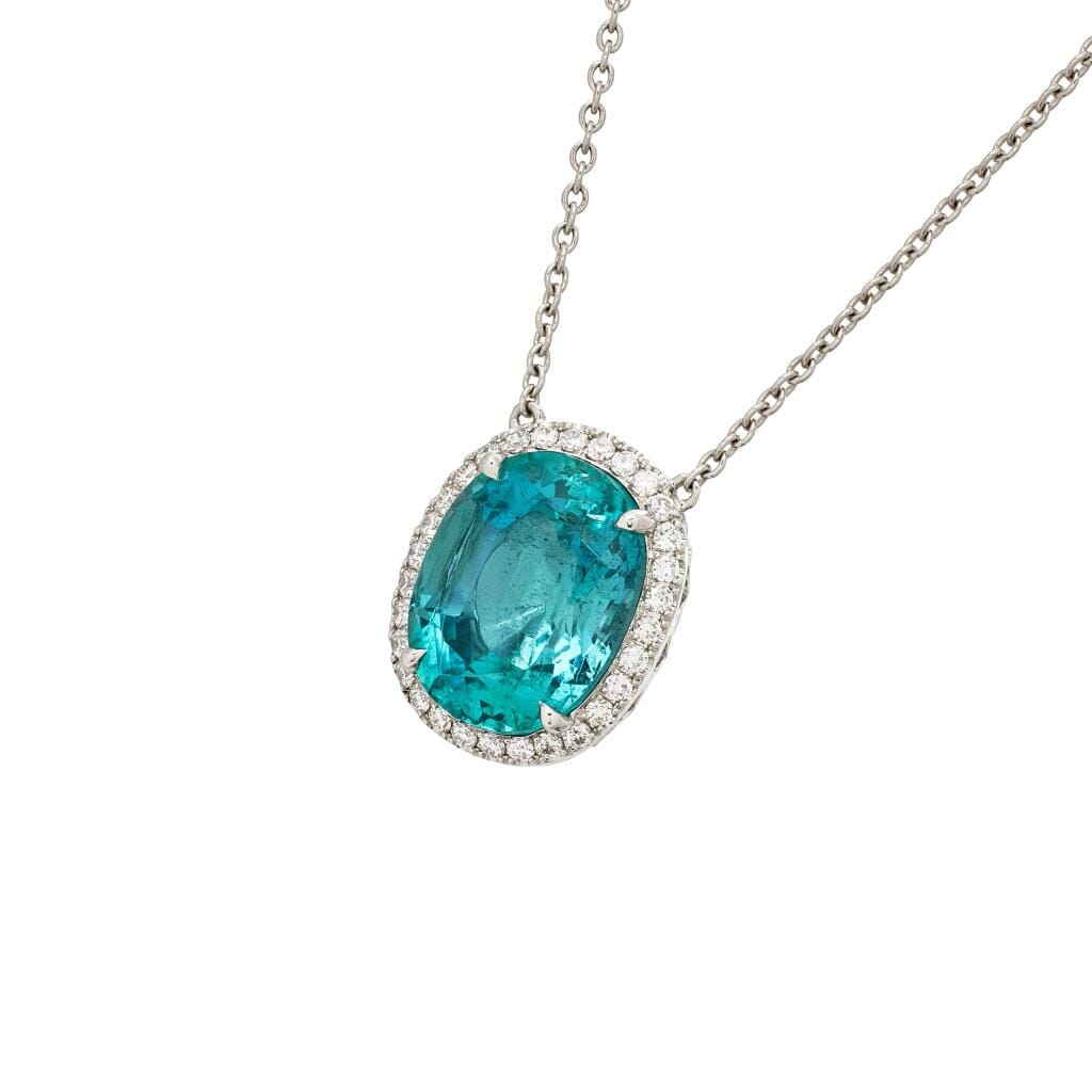 Platinum, 4.83ct Aquamarine and Diamond Pendant Necklace
