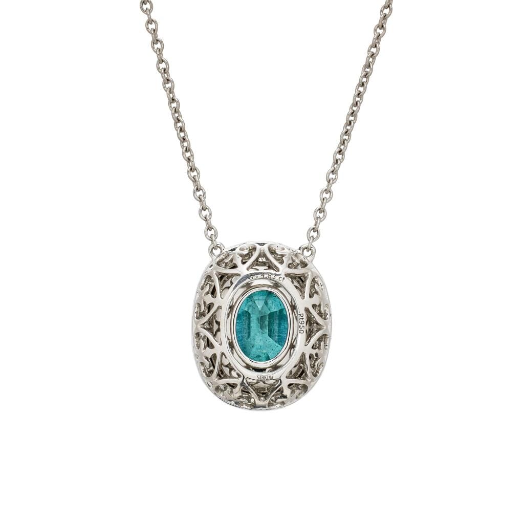 Platinum, 4.83ct Aquamarine and Diamond Pendant Necklace