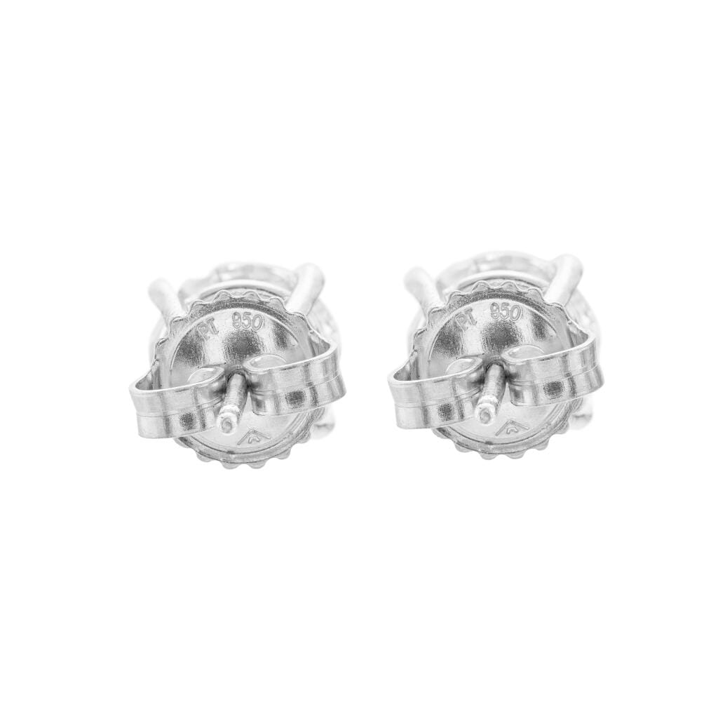 Platinum and 3.04ctw Round Brilliant Cut Diamond Stud Earrings