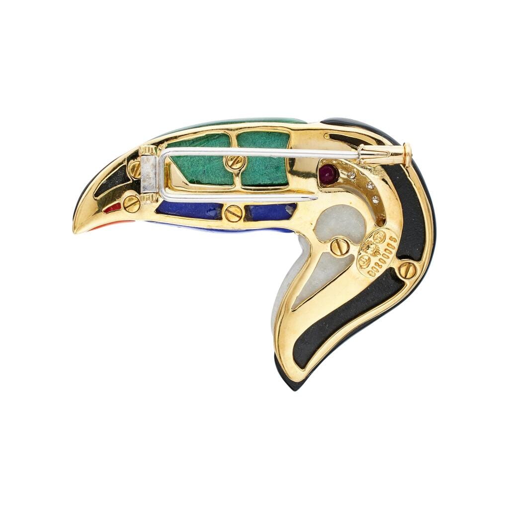 Gold, Multigem and Diamond Toucan Brooch