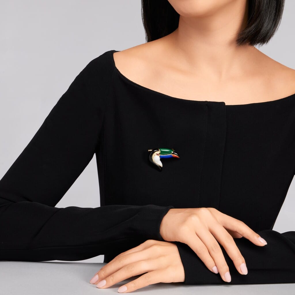 Gold, Multigem and Diamond Toucan Brooch