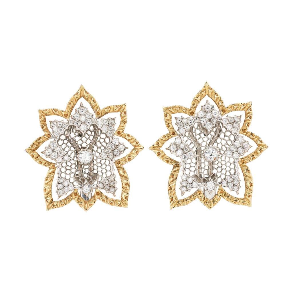 Vintage Gold, White Gold and Diamond Convertible Drop Earrings