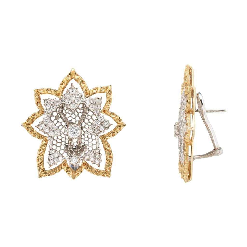 Vintage Gold, White Gold and Diamond Convertible Drop Earrings