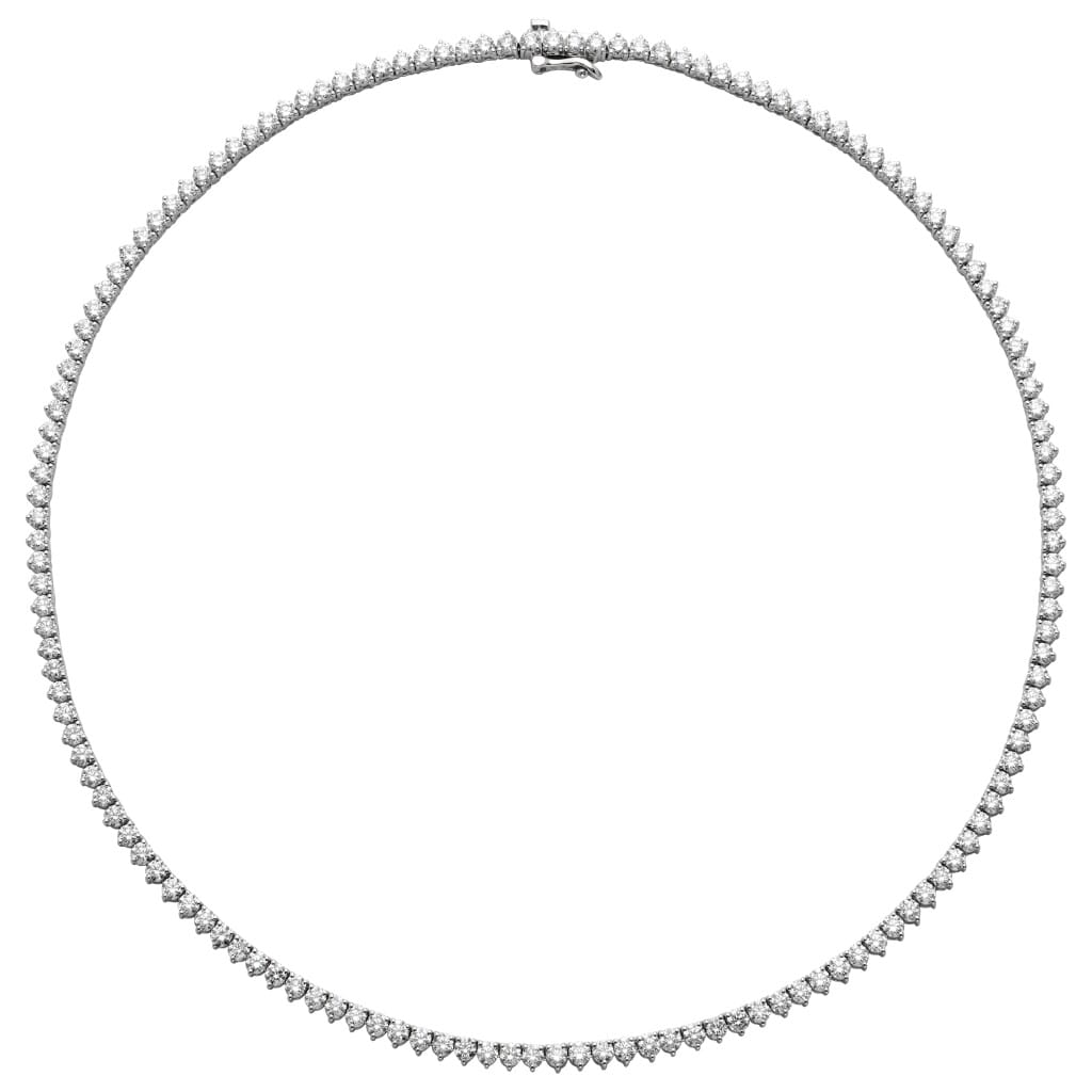 White Gold and 13.45ctw Round Brilliant Cut Diamond Tennis Necklace