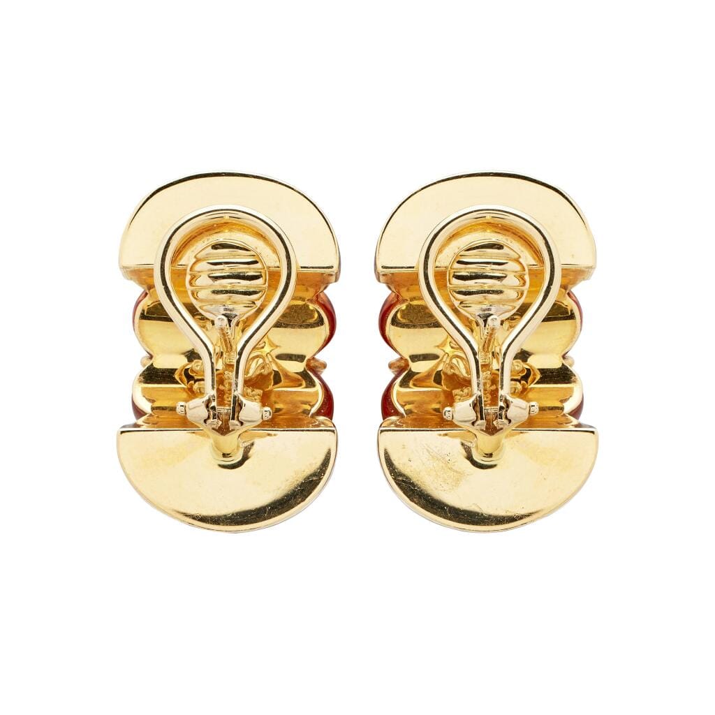 Gold and Amber Shrimp Earclips
