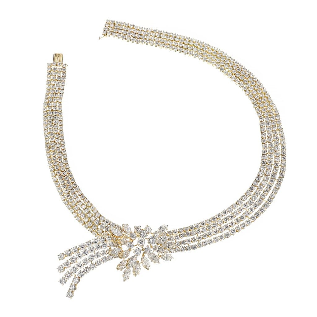 Gold and Diamond Cascade Necklace