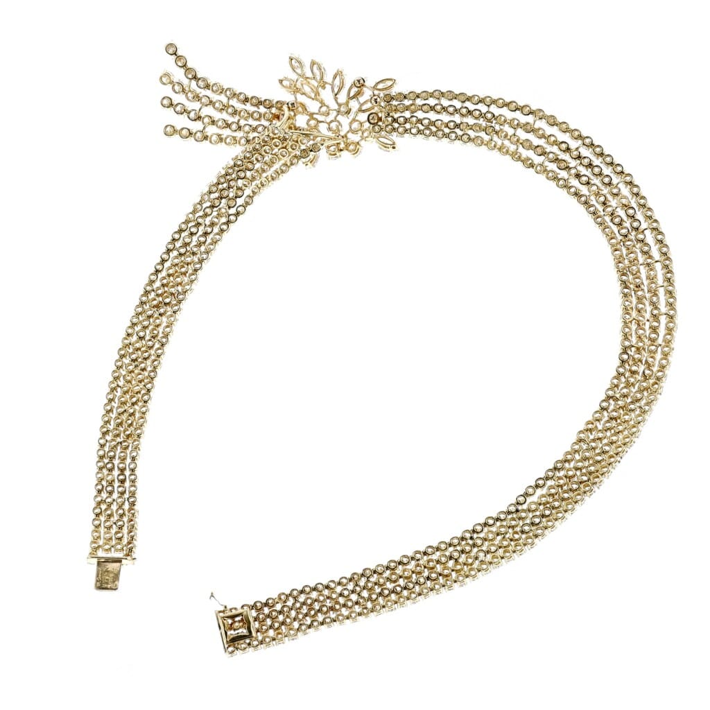 Gold and Diamond Cascade Necklace