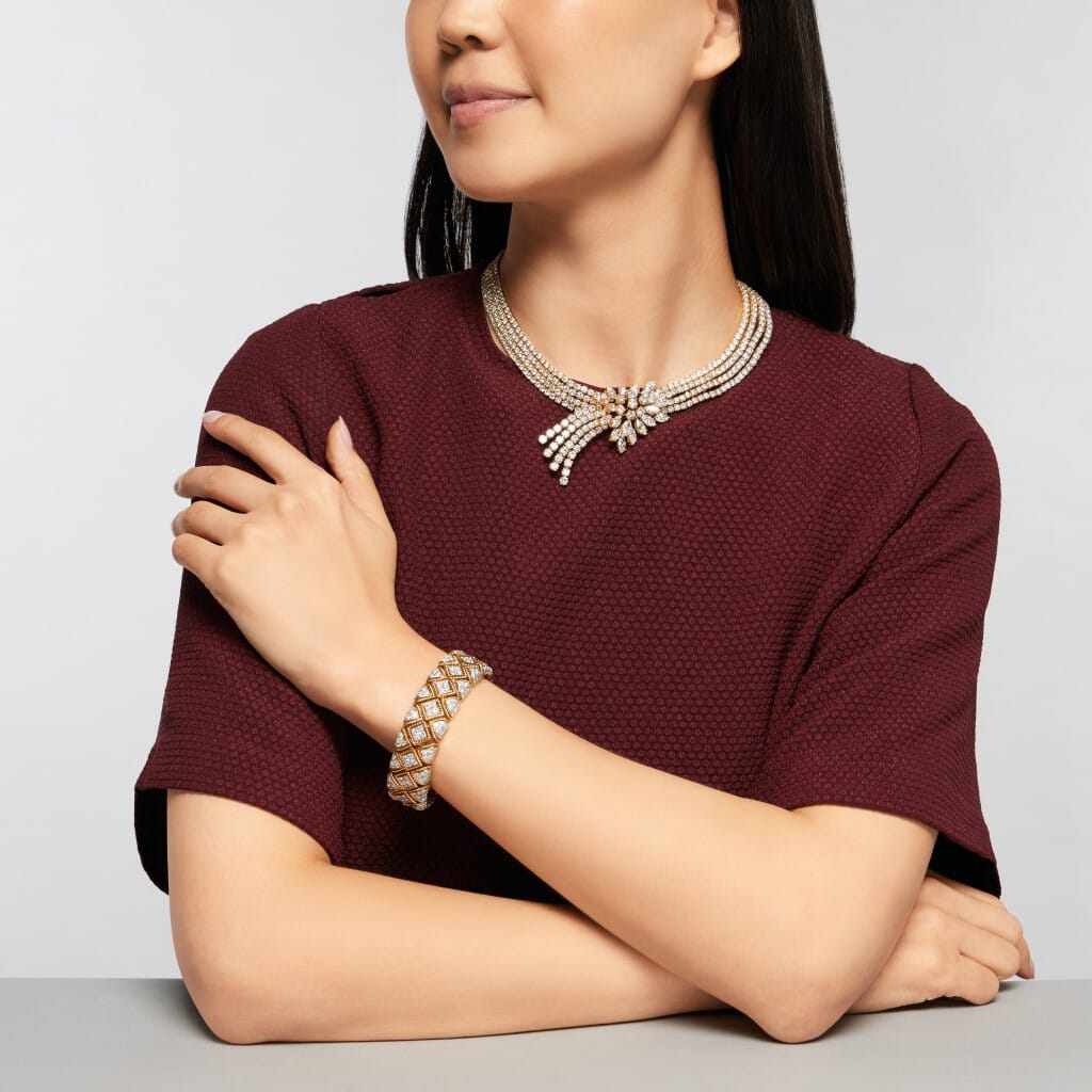 Gold and Diamond Cascade Necklace