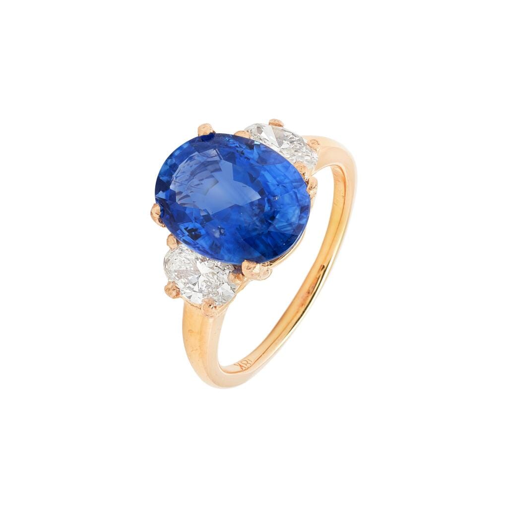 Rose Gold, 5.17ct Ceylon Sapphire and Diamond Ring