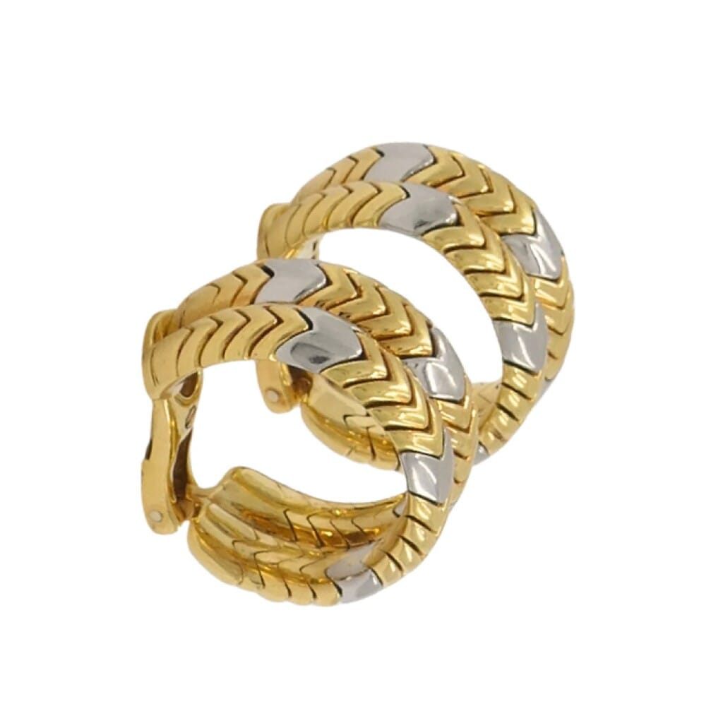 Gold and Stainless Steel Spiga Double Hoop Earclips