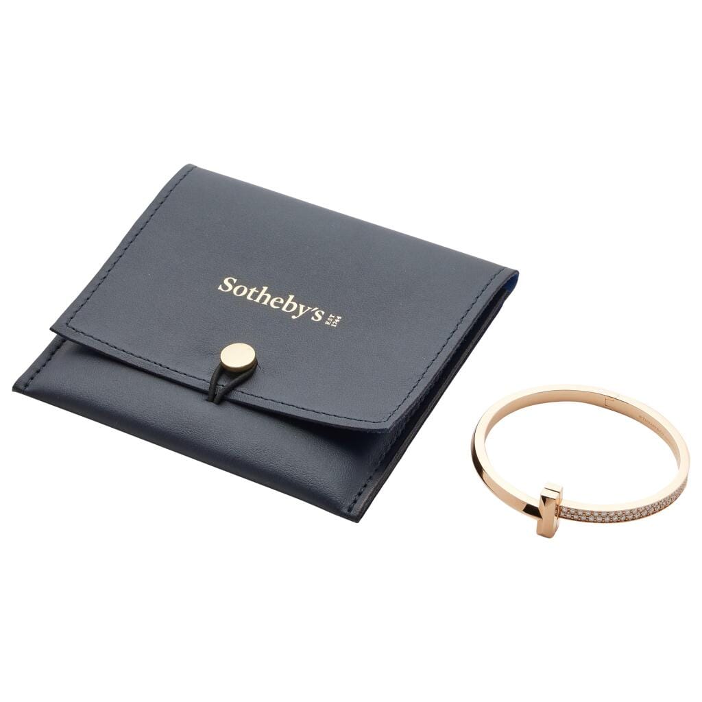 Rose Gold and Diamond T1 Wide Bangle Bracelet