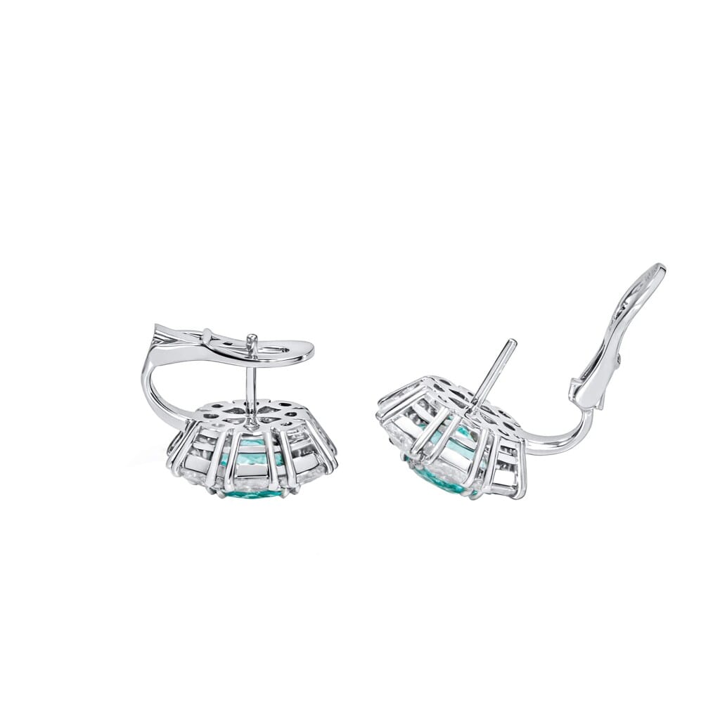 White Gold, 3.23ctw Paraíba-Type Tourmaline and Diamond Earclips