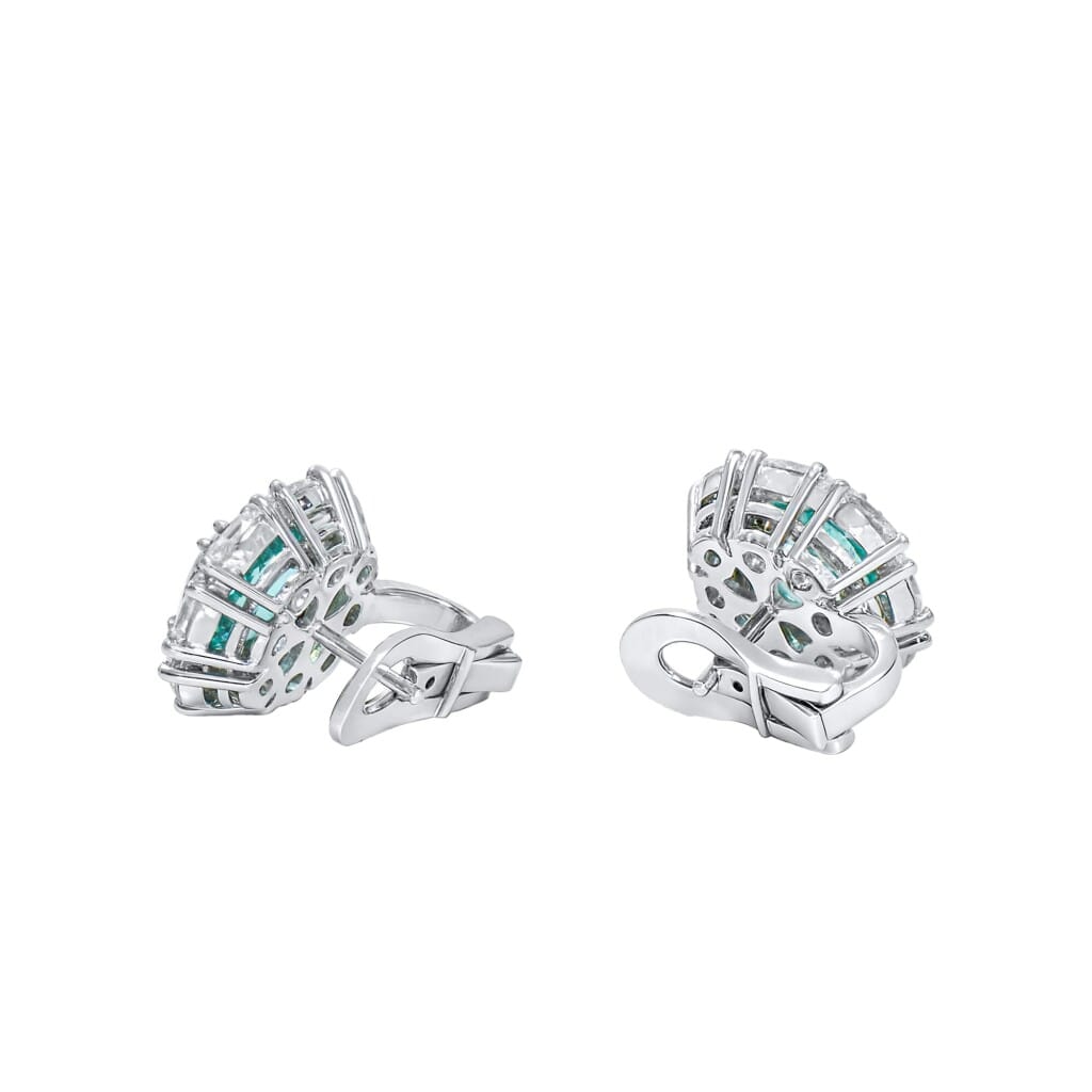 White Gold, 3.23ctw Paraíba-Type Tourmaline and Diamond Earclips