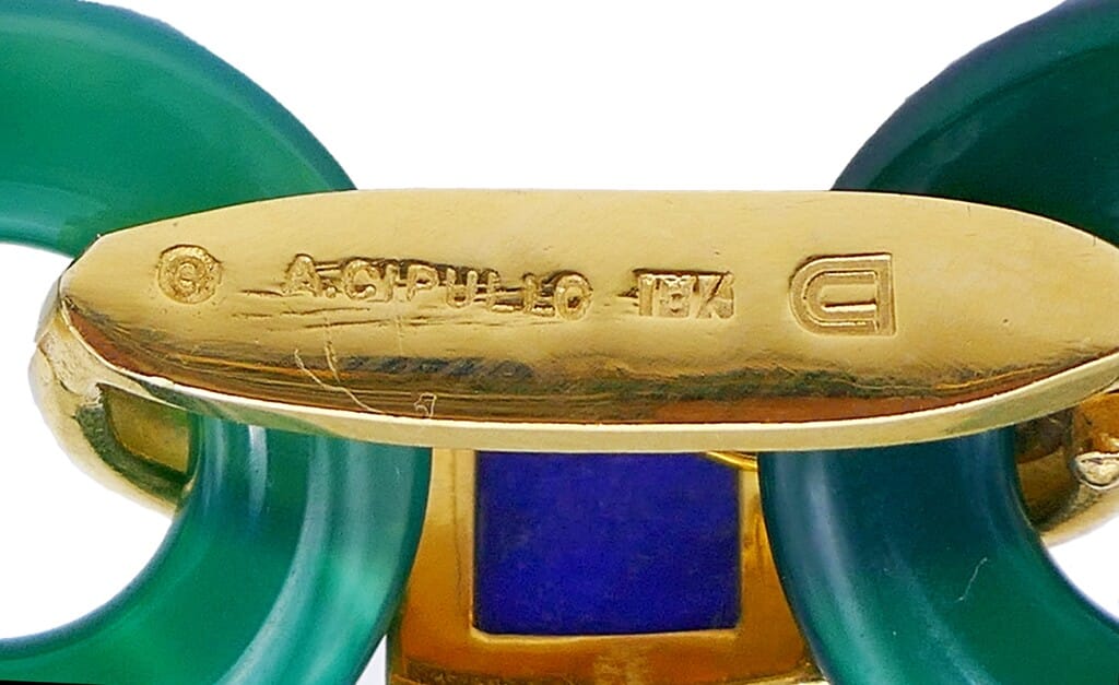 Vintage Gold, Chrysoprase and Lapis Lazuli Link Necklace