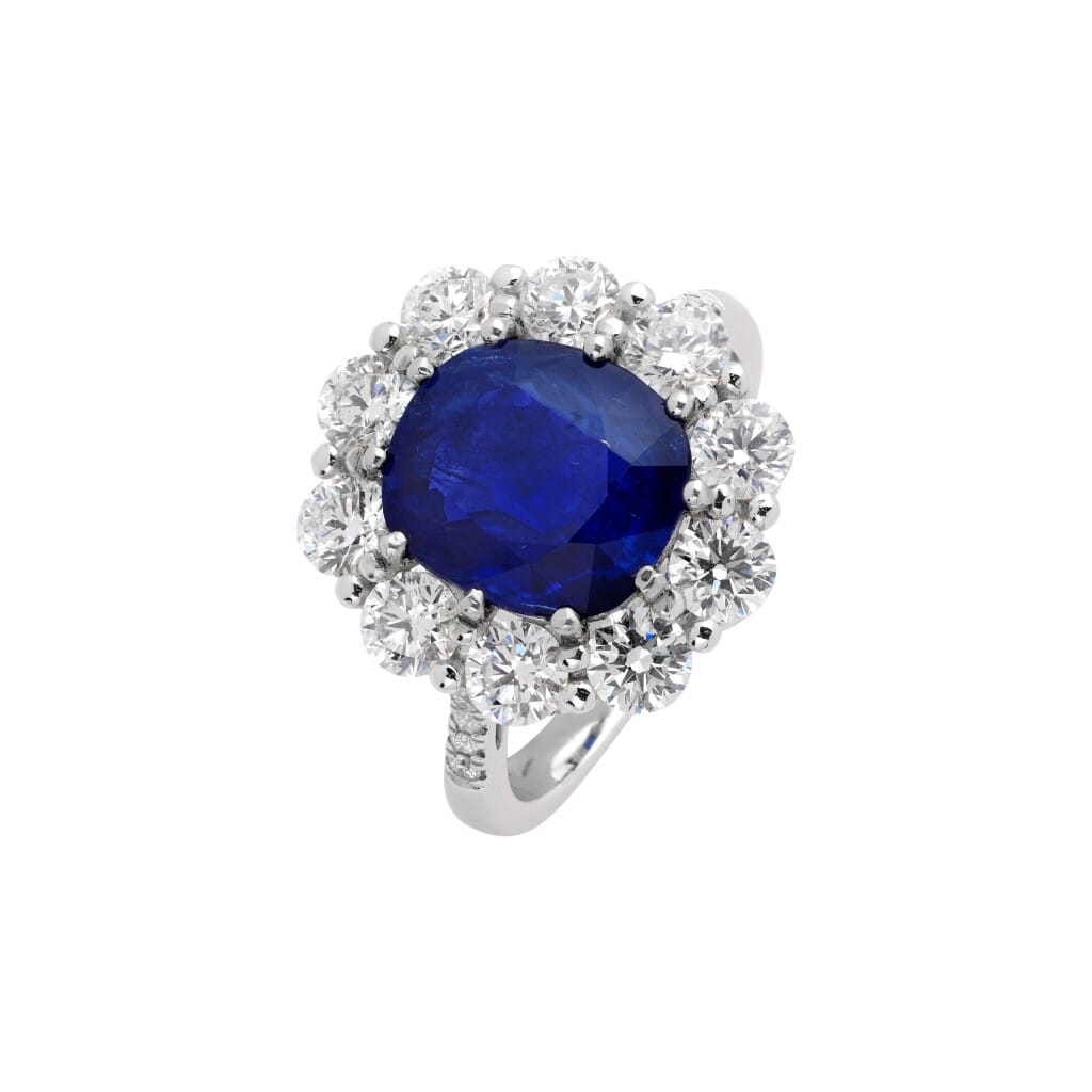White Gold, 3.76ct Burmese Royal Blue Sapphire and Diamond Ring
