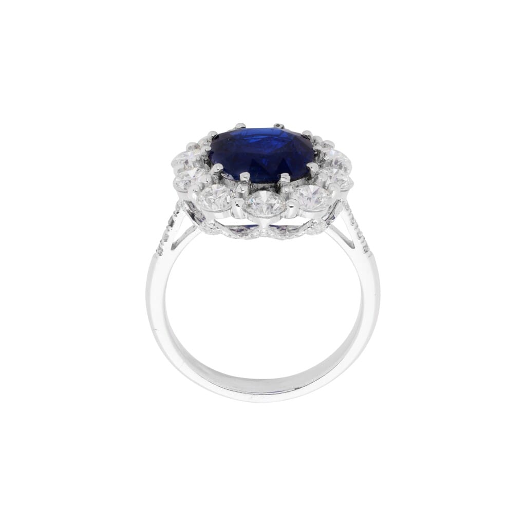 White Gold, 3.76ct Burmese Royal Blue Sapphire and Diamond Ring