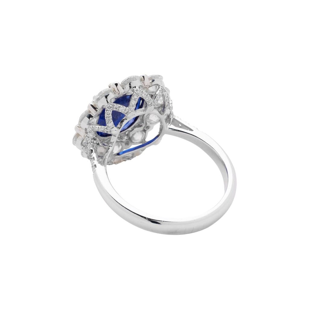White Gold, 3.76ct Burmese Royal Blue Sapphire and Diamond Ring